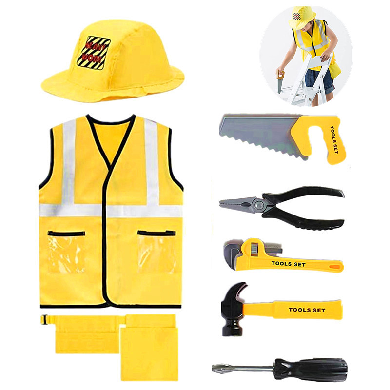 Tools Workshop For Kids - 3-6Y Costume da operaio edile per