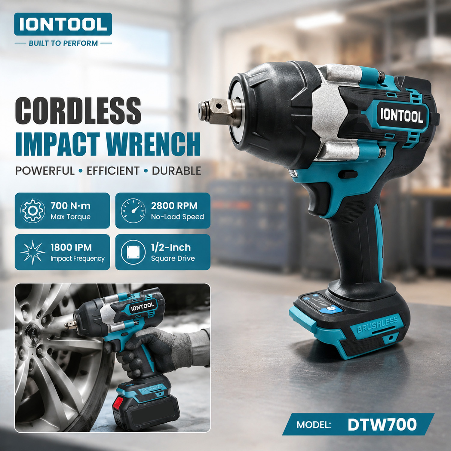 Workshop Tools In Engineering - IONTOOL DTW700 Chiave a Impulsi Cordless