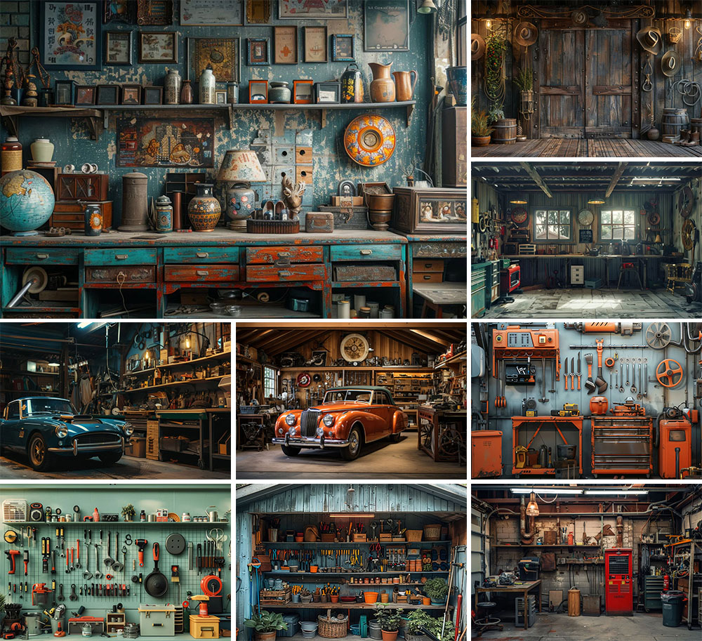 Workshop Tools Photos - Mehofond Sfondo fotografico Garage vintage Strumenti