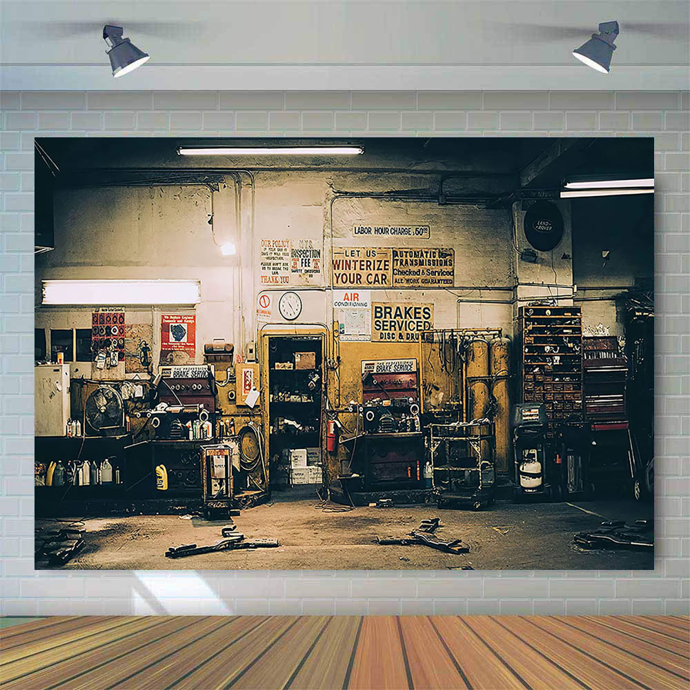 Retro riparazione auto sfondo  - Workshop Tools Photos recensione e prezzo